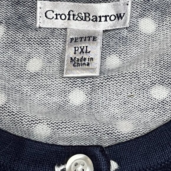 Croft & Barrow Blue Polka Dot Cardigan XXL NWT - Picture 2 of 6